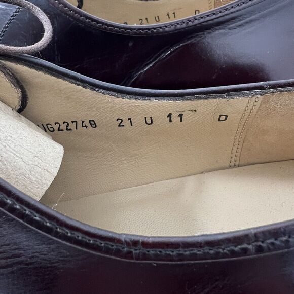 Salvatore Ferragamo Mens Wine Leather Oxford Dress Shoes Size 11
